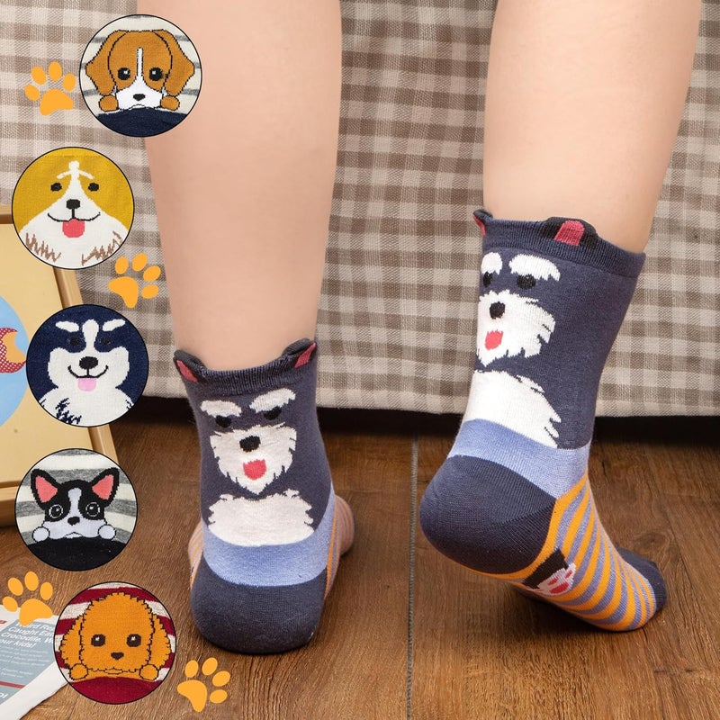 Socksfad Store 5-6 Pairs Women's Cute Cat Socks Gifts, Funny Novelty Animal Print Crew Cotton Socks Christmas Gifts for Women Girls - Image 3